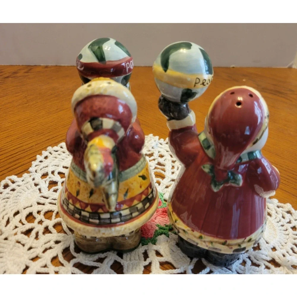 Vtg Sakura Peace Santa Salt Pepper Shakers Joy To‎ The World Christmas Ornaments